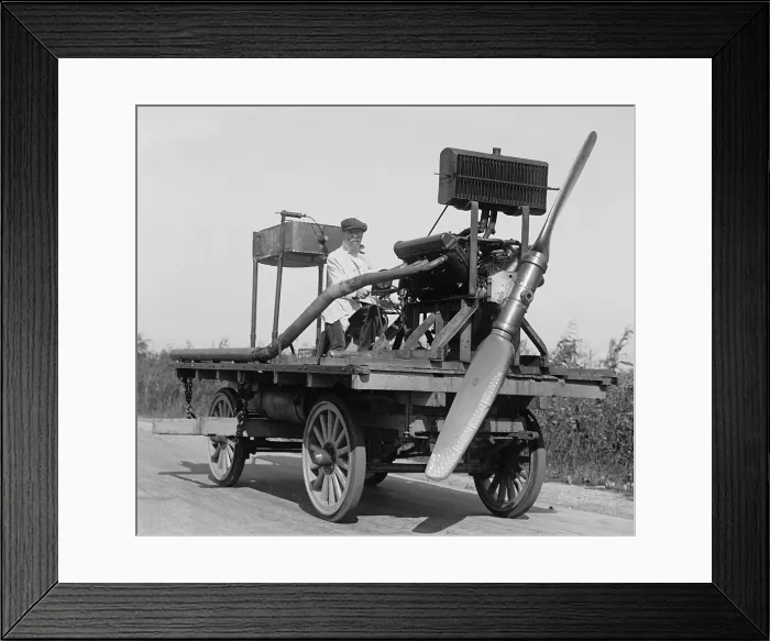 Framed Print : Man on wheeled vehicle with mounted propeller, in Washington, D.C. vicinity, Oct. 11, 1922 (BSLOC_2016_10_132)