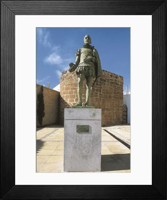 Framed Print : CERVANTES SAAVEDRA, Miguel de (1547-1616). Sculpture on bronze. SPAIN. CASTILE-LA MANCHA. CIUDAD REAL. Alczar de San Juan. AISA / Everett Collection**US SALES ONLY**