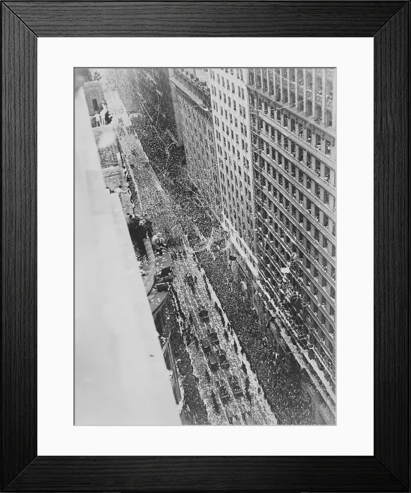 Framed Print : German flyers of the Bremen, receive a tickertape parade up Broadway in New York City, 1928