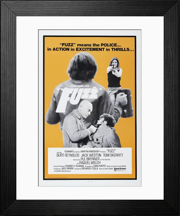 Framed Print : FUZZ, US poster, Raquel Welch (top), Yul Brynner (bottom left), 1972