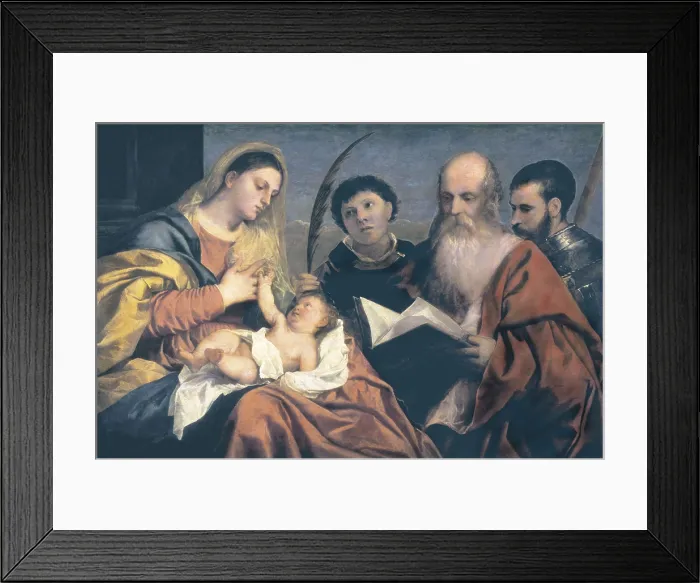 Framed Print : TTITIA, Tiziano Vecello, also called (1490-1576). Madonna with Chold and Saints. 1520. Renaissance art. Cinquecento. Venetian school. Oil on canvas. AUSTRIA. Vienna