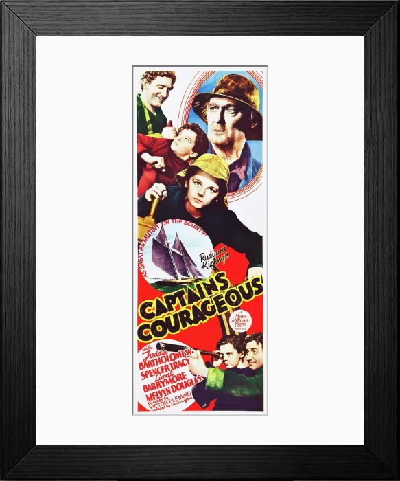Framed Print : CAPTAINS COURAGEOUS, top l-r: Spencer Tracy, Freddie Bartholomew, Lionel Barrymore, bottom l-r: Freddie Bartholomew, Spencer Tracy on insert poster, 1937 Framed Print : CAPTAINS COURAGEOUS, top l-r: Spencer Tracy, Freddie Bartholomew, Lionel Barrymore, bottom l-r: Freddie Bartholomew, Spencer Tracy on insert poster, 1937