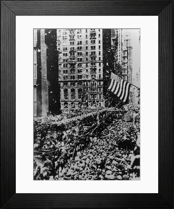 Framed Print : Ticker tape parade up Broadway for Charles Lindbergh, June 13, 1927. He was feted after his historic solo trans-Atlantic flight in New York City (BSLOC_2016_10_154)