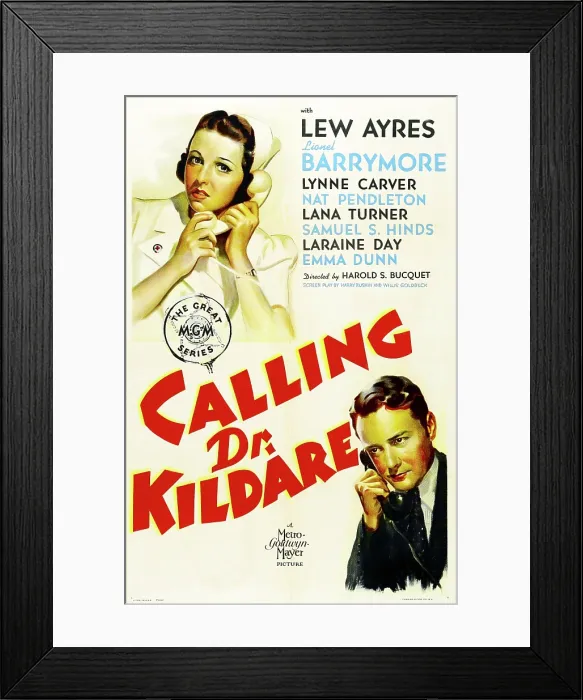Framed Print : CALLING DR. KILDARE, from left on US poster art: Laraine Day, Lew Ayres, 1939 Framed Print : CALLING DR. KILDARE, from left on US poster art: Laraine Day, Lew Ayres, 1939