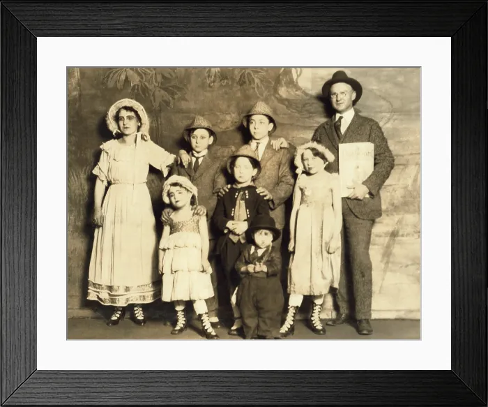 Framed Print : Capps family vaudeville act traveled the Columbia Circuit in 1917. All six children were on the road with their parents act and unable to attend school