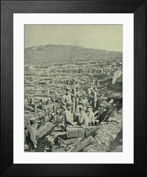 Framed Print : Japanese building dug-outs, trenches, and shelters in Manchurian hills in 1904-05. Russo-Japanese War (BSLOC_2017_18_113) Framed Print : Japanese building dug-outs, trenches, and shelters in Manchurian hills in 1904-05. Russo-Japanese War (BSLOC_2017_18_113)