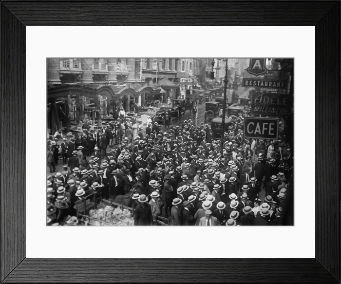 Framed Print : Crowd of actors on NYC's 45th street during the Actor Equity Strike of May 1919. It was the first major action of Actors Equity Association, founded in 1913