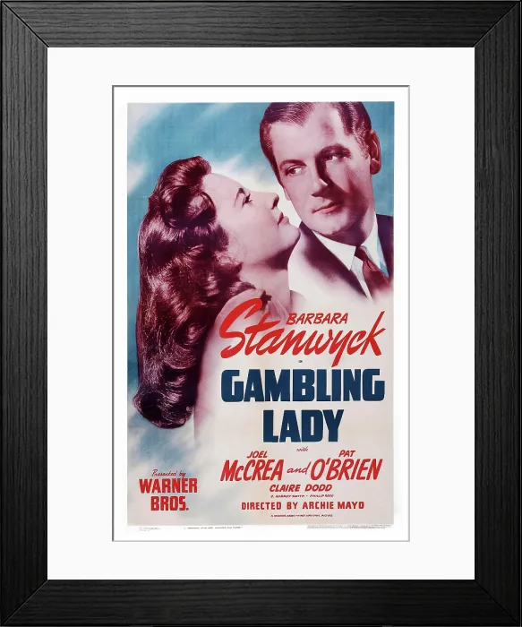 Framed Print : GAMBLING LADY, US poster art, from left: Barbara Stanwyck, Joel McCrea, 1934