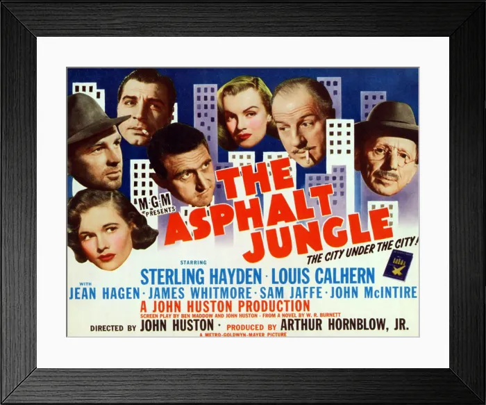 Framed Print : THE ASPHALT JUNGLE, from bottom left: Jean Hagen, Sterling Hayden, Anthony Caruso, James Whitmore, Marilyn Monroe, Louis Calhern, Sam Jaffe, 1950