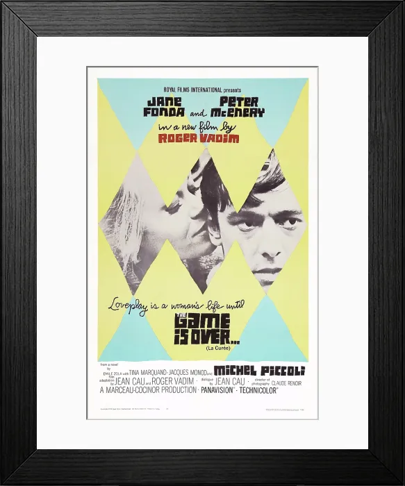Framed Print : THE GAME IS OVER, (aka LA CUREE), US poster art, from left: Jane Fonda, Peter McEnery, 1966