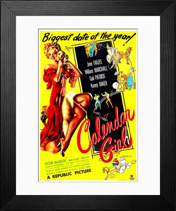 Framed Print : CALENDAR GIRL, US poster, Jane Frazee, 1947 Framed Print : CALENDAR GIRL, US poster, Jane Frazee, 1947