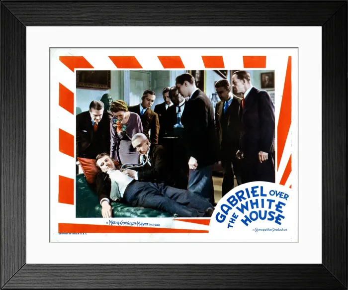 Framed Print : GABRIEL OVER THE WHITE HOUSE, from left, Walter Huston, Karen Morley, Samuel S. Hinds, Franchot Tone, 1933