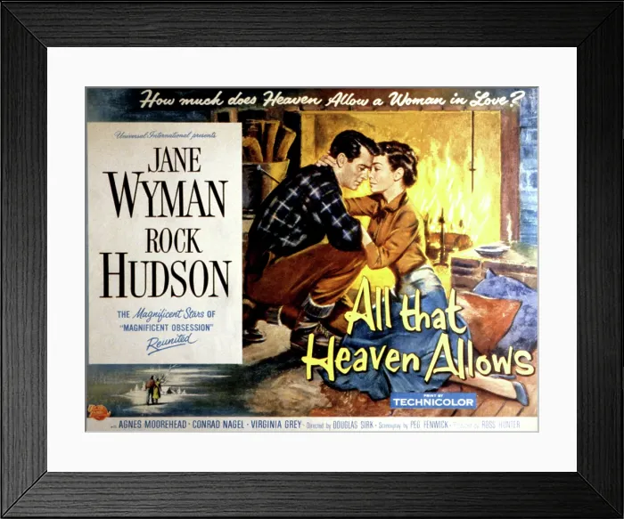 Framed Print : ALL THAT HEAVEN ALLOWS, Rock Hudson Jane Wyman, 1955