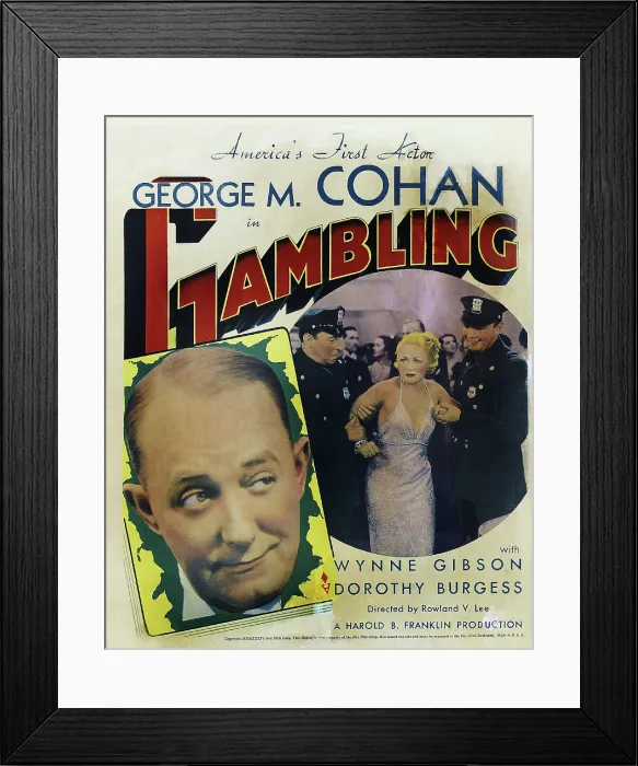 Framed Print : GAMBLING, US poster, far left: George M. Cohan, Wynne Gibson (center right), 1934