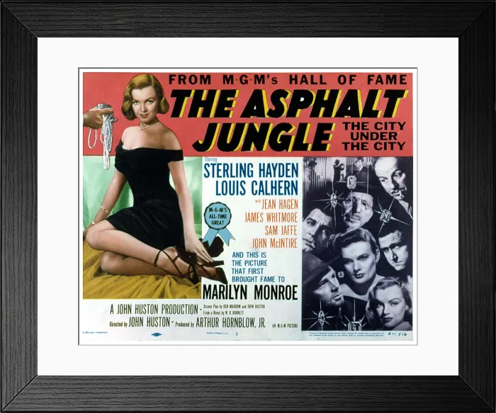 Framed Print : THE ASPHALT JUNGLE, left: Marilyn Monroe; right, center: Jean Hagen; clockwise from top right: Louis Calhern, James Whitmore, Marilyn Monroe, Sterling Hayden, Anthony Caruso