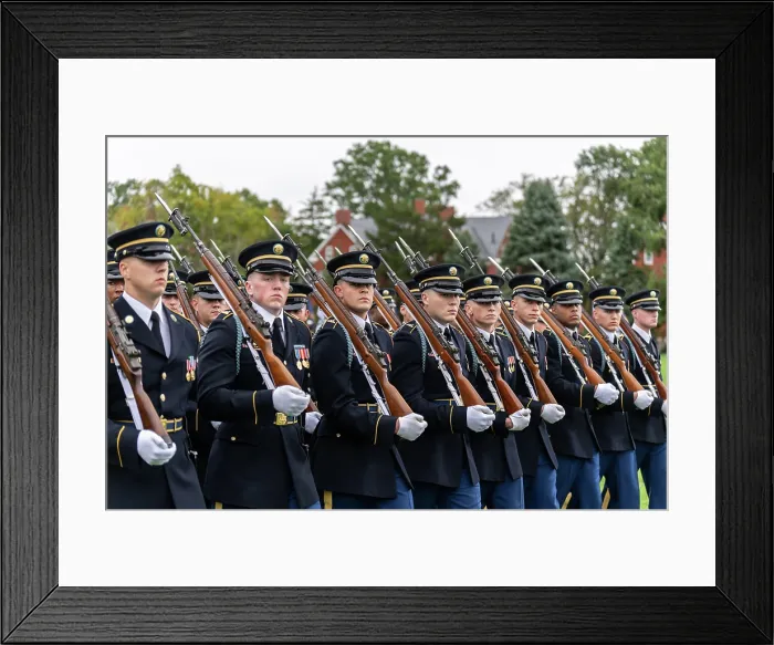 Framed Print : US soldiers parade during the Farewell and Hail for 20th Chairman of the Joint Chiefs, General Mark Milley, and incoming 21st Chairman General Charles Q. Brown, Jr. Sept