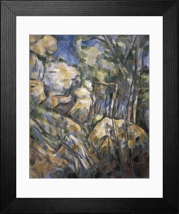 Framed Print : CEZANNE, Paul (1839-1906). Rocks near the Caves below the Chateau Noir. ca. 1904. Post-Impressionism. Oil on canvas. FRANCE. Paris. Muse d'Orsay (Orsay Museum)