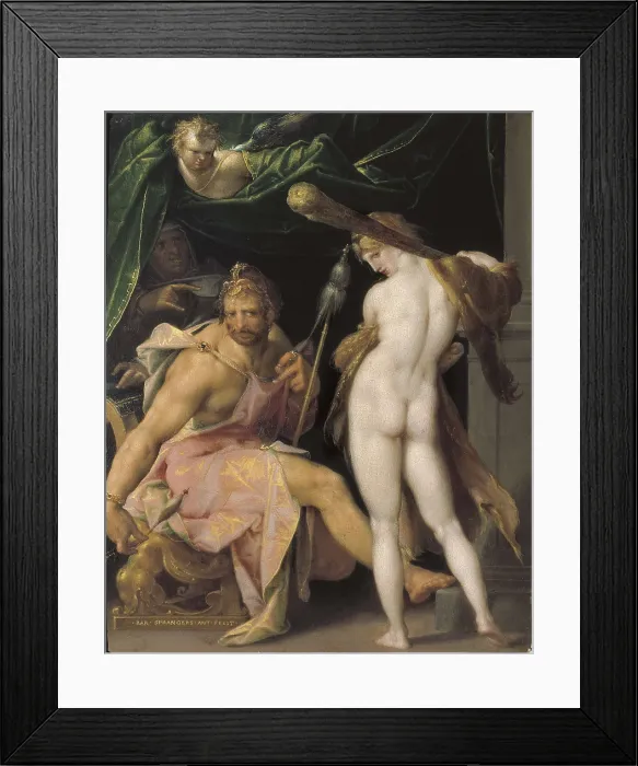 Framed Print : SPRANGER, Bartholomaeus (1546-1611). Hercules and Omphale. 1575-1580. Oil on copper. Flemish art. Oil on canvas. AUSTRIA. Vienna