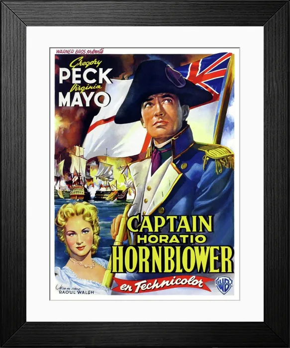 Framed Print : CAPTAIN HORATIO HORNBLOWER, from left: Virginia Mayo, Gregory Peck, (Belgian poster art), 1951