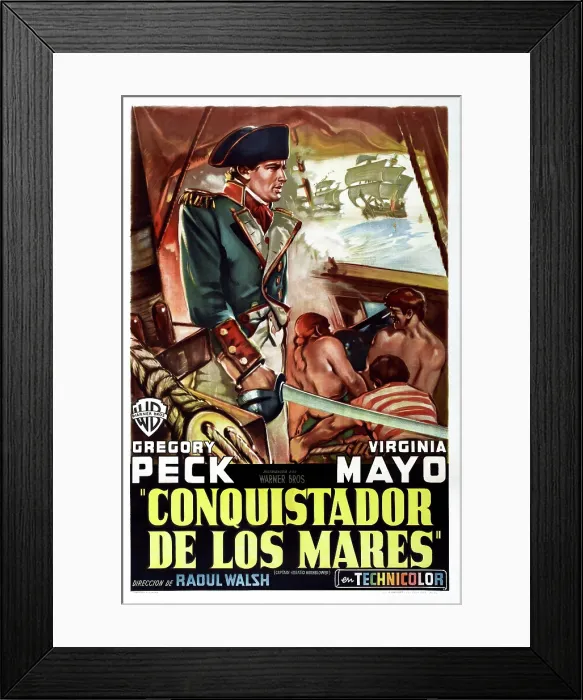 Framed Print : CAPTAIN HORATIO HORNBLOWER, (aka CONQUISTADOR DE LOS MARES), Argentinan poster, Gregory Peck (left), 1951 Framed Print : CAPTAIN HORATIO HORNBLOWER, (aka CONQUISTADOR DE LOS MARES), Argentinan poster, Gregory Peck (left), 1951