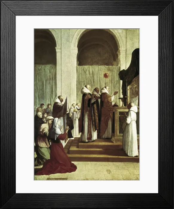 Framed Print : LE SUEUR, Eustache (1617-1655). The Mass of St. Martin de Tours. 1654. Officiated by the abbot of Marmoutier, after of Rours. Oil on canvas. FRANCE. Paris. Louvre Museum