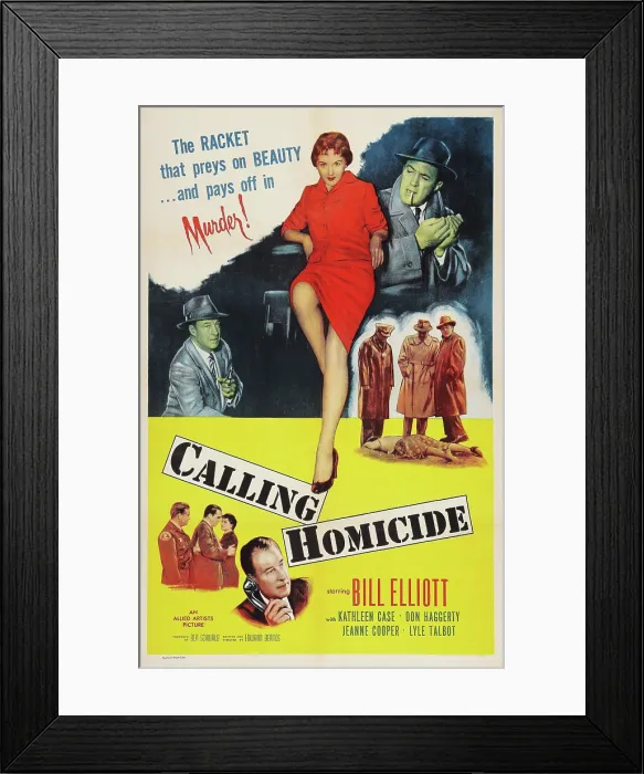 Framed Print : CALLING HOMICIDE, US poster art, top left: Don Haggerty; top center: Kathleen Case; bottom: Bill Elliott, 1956