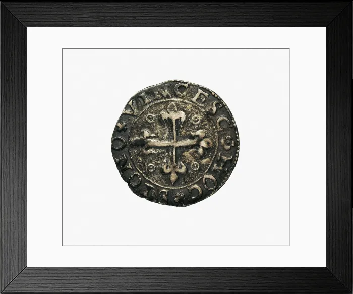 Framed Print : Siver coin of John III of Portugal (1521). Back. Coin. AISA / Everett Collection**US SALES ONLY** Framed Print : Siver coin of John III of Portugal (1521). Back. Coin. AISA / Everett Collection**US SALES ONLY**