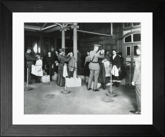 Framed Print : Inspection of arriving immigrants by Public Health Service at Ellis Island, c. 1910 Framed Print : Inspection of arriving immigrants by Public Health Service at Ellis Island, c. 1910