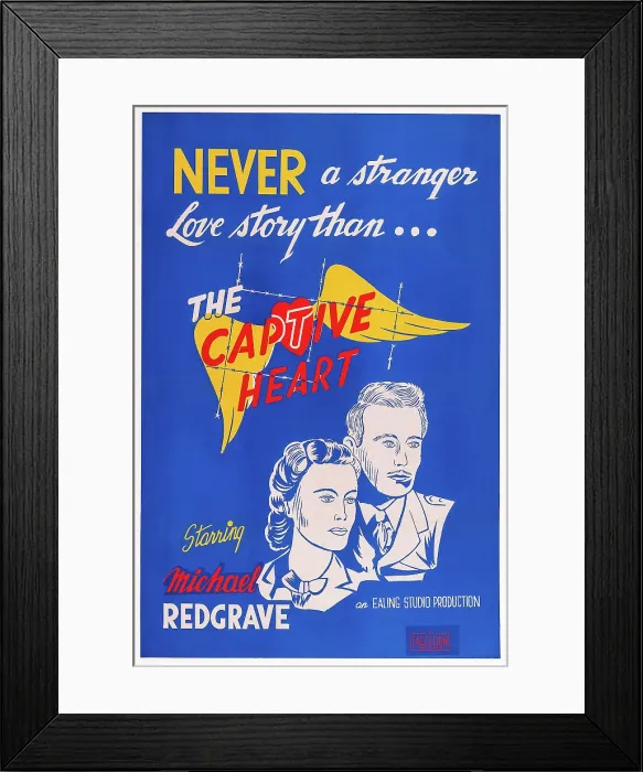 Framed Print : THE CAPTIVE HEART, British poster, l-r: Rachel Kempson, Michael Redgrave, 1946