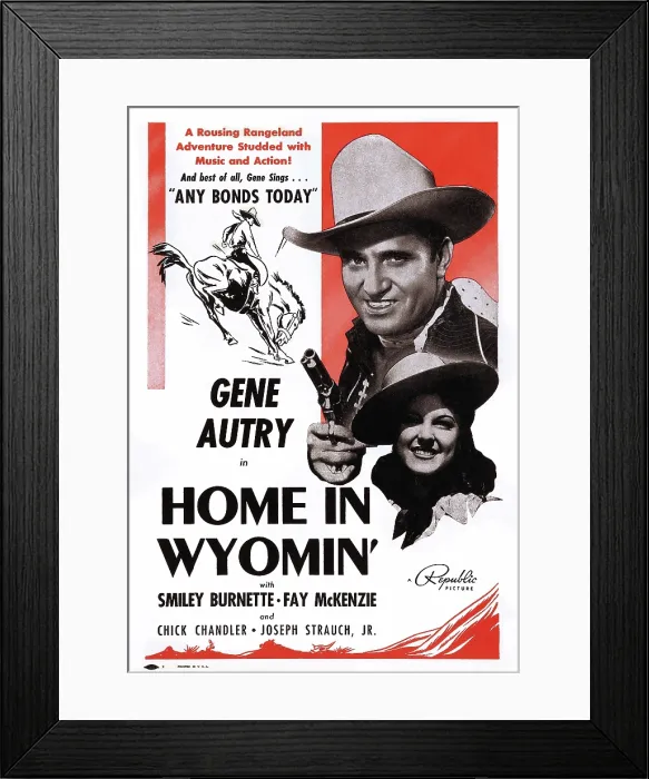 Framed Print : HOME IN WYOMIN, from top: Gene Autry, Fay McKenzie on poster art, 1942 Framed Print : HOME IN WYOMIN, from top: Gene Autry, Fay McKenzie on poster art, 1942