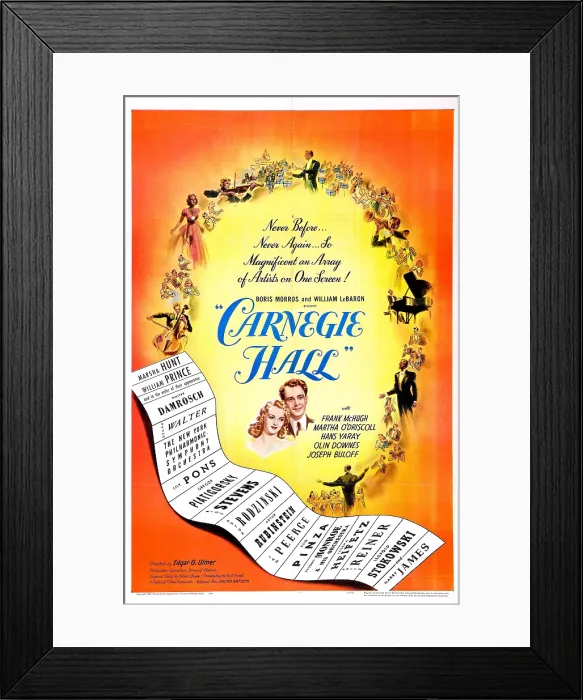 Framed Print : CARNEGIE HALL, US poster, center: Marsha Hunt, Harry James, 1947