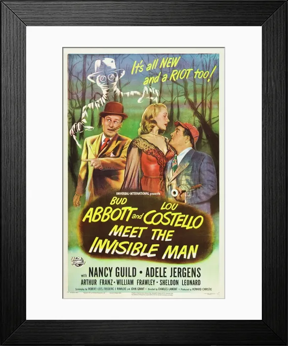 Framed Print : ABBOTT AND COSTELLO MEET THE INVISIBLE MAN, Bud Abbott, Adele Jergens, Lou Costello, 1951 Framed Print : ABBOTT AND COSTELLO MEET THE INVISIBLE MAN, Bud Abbott, Adele Jergens, Lou Costello, 1951
