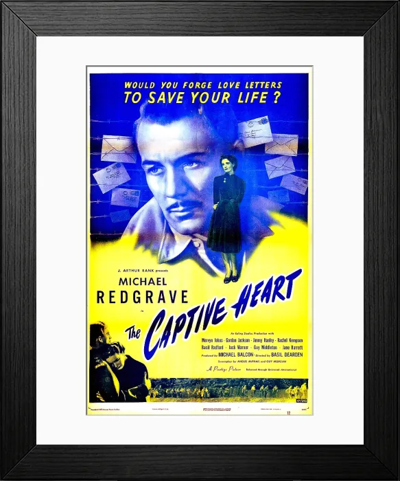 Framed Print : THE CAPTIVE HEART, British poster, Michael Redgrave, Rachel Kempson, 1946