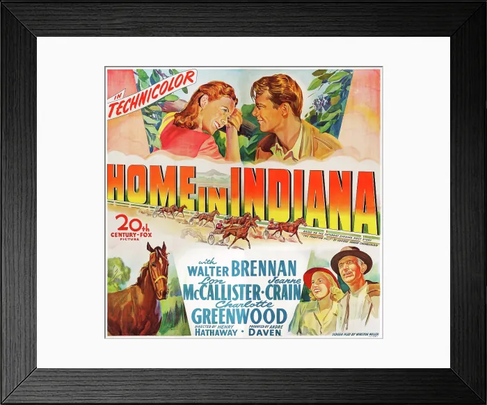 Framed Print : HOME IN INDIANA, US poster, top from left: Jeanne Crain, Lon McCallister, bottom right: June Haver, Walter Brennan, 1944. TM & Copyright 20th Century Fox Film Corp