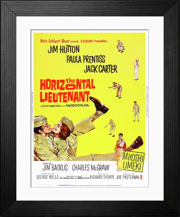 Framed Print : THE HORIZONTAL LIEUTENANT, US poster art, bottom from left: Jim Hutton, Paula Prentiss, Miyoshi Umeki, 1962 Framed Print : THE HORIZONTAL LIEUTENANT, US poster art, bottom from left: Jim Hutton, Paula Prentiss, Miyoshi Umeki, 1962