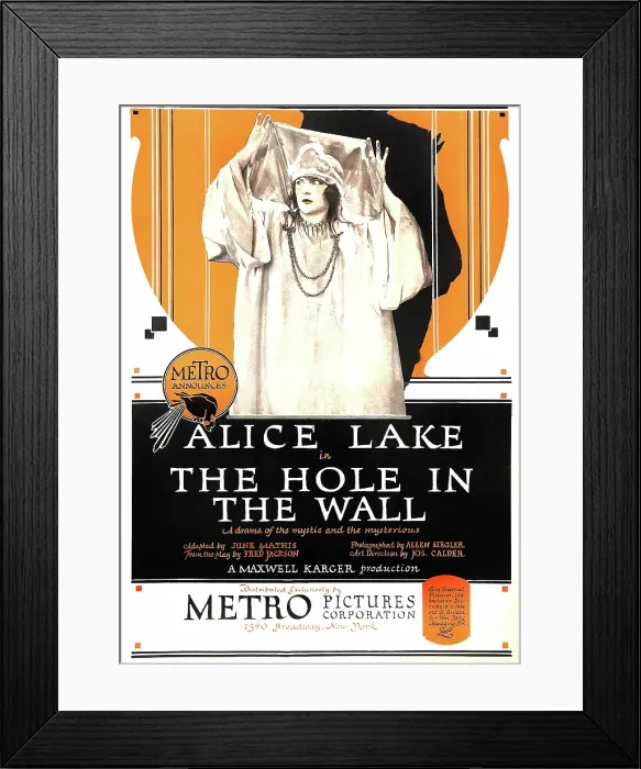Framed Print : HOLE IN THE WALL, US poster art, Alice Lake, 1921