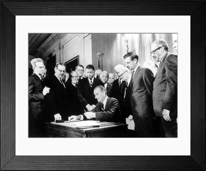 Framed Print : LYNDON JOHNSON, signing civil rights housing law, 04 / 11 / 68.. Courtesy: CSU Archives / Everett Collection Framed Print : LYNDON JOHNSON, signing civil rights housing law, 04 / 11 / 68.. Courtesy: CSU Archives / Everett Collection