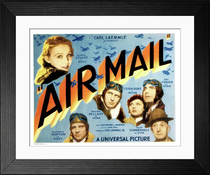 Framed Print : AIR MAIL, Gloria Stuart, Russell Hopton, Ralph Bellamy, Lilian Bond, Pat O'Brien, Slim Summerville, 1932