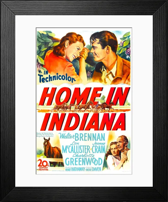 Framed Print : HOME IN INDIANA, US poster, top from left: Jeanne Crain, Lon McCallister, bottom right: Jeanne Crain, Walter Brennan, 1944