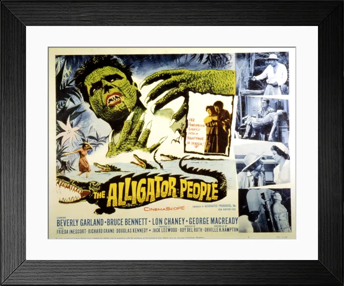 Framed Print : THE ALLIGATOR PEOPLE, Richard Crane, Beverly Garland, Lon Chaney, Jr. 1959, TM and Copyright (c) 20th Century-Fox Film Corp. All Rights Reserved Framed Print : THE ALLIGATOR PEOPLE, Richard Crane, Beverly Garland, Lon Chaney, Jr. 1959, TM and Copyright (c) 20th Century-Fox Film Corp. All Rights Reserved