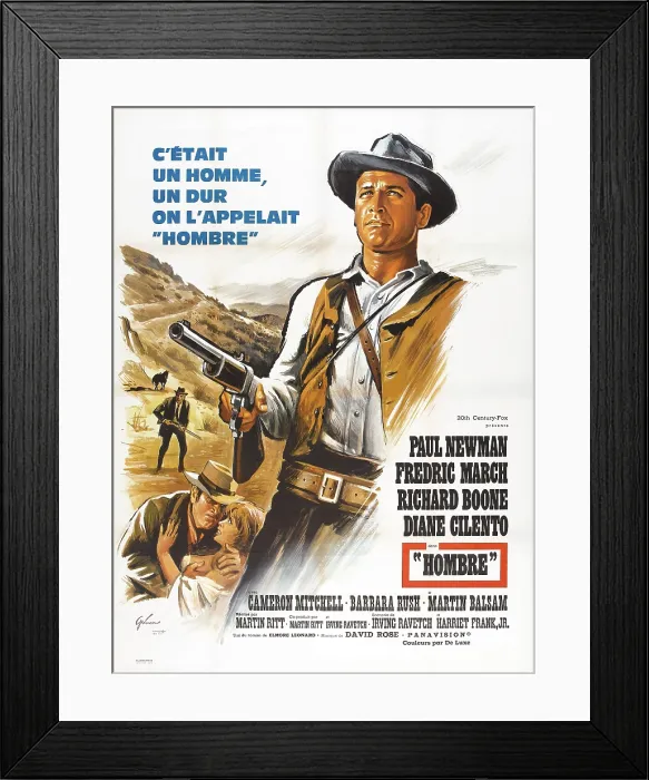 Framed Print : HOMBRE, French poster, Paul Newman, 1967, TM & Copyright 20th Century Fox Film Corp. / courtesy Everett Collection