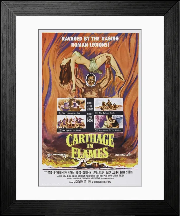 Framed Print : CARTHAGE IN FLAMES, (aka CARTAGINE IN FLAMME), poster art, 1960