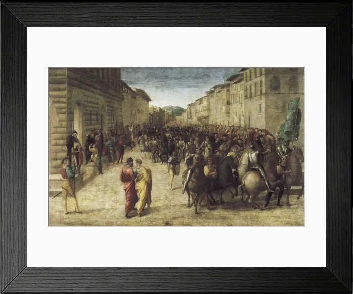 Framed Print : GRANACCI, Francesco (1477-1543). Charles VIII entering Florence. 1518. Oil on wood. ITALY. Florence. Galleria degli Uffizi (Uffizi Gallery) Framed Print : GRANACCI, Francesco (1477-1543). Charles VIII entering Florence. 1518. Oil on wood. ITALY. Florence. Galleria degli Uffizi (Uffizi Gallery)