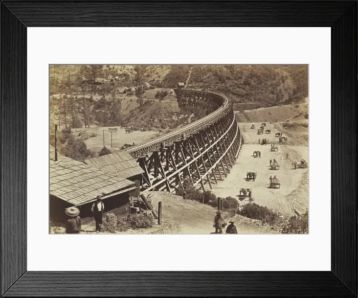 Framed Print : Trestle on Central Pacific Railroad in the Sierra Nevada Mountains in 1877