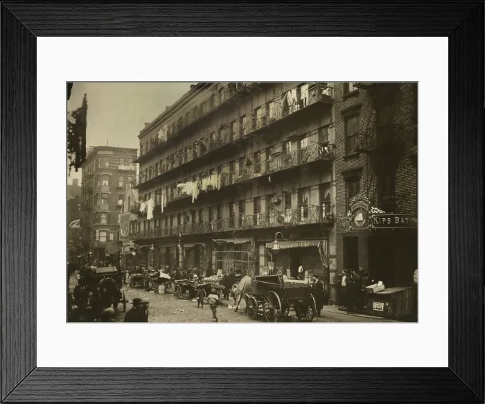 Framed Print : Row of tenements, from 260 to 268 on Elizabeth St. NYC where many immigrant families lived, March 1912. Photo by Lewis Hine (BSLOC_2018_1_32)