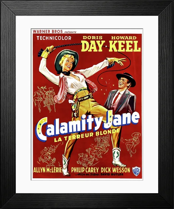Framed Print : CALAMITY JANE, Doris Day, Howard Keel, (Belgian poster art), 1953
