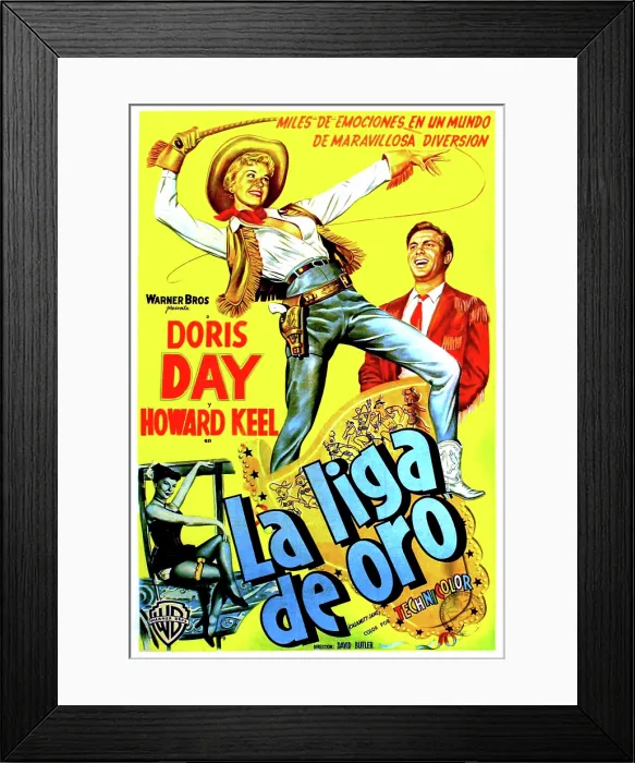 Framed Print : CALAMITY JANE (aka LA LIGA DE ORO), Doris Day, Howard Keel, (Argentine poster art), 1953 Framed Print : CALAMITY JANE (aka LA LIGA DE ORO), Doris Day, Howard Keel, (Argentine poster art), 1953