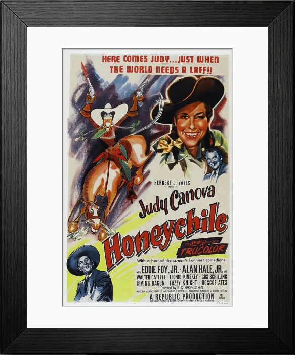 Framed Print : HONEYCHILE, US poster, top from left: Judy Canova, Alan Hale Jr. Eddie Foy Jr. (bottom), 1951 Framed Print : HONEYCHILE, US poster, top from left: Judy Canova, Alan Hale Jr. Eddie Foy Jr. (bottom), 1951