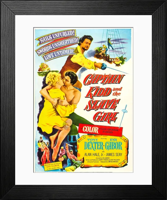 Framed Print : CAPTAIN KIDD AND THE SLAVE GIRL, US poster art, front from left: Eva Gabor, Anthony Dexter, 1954