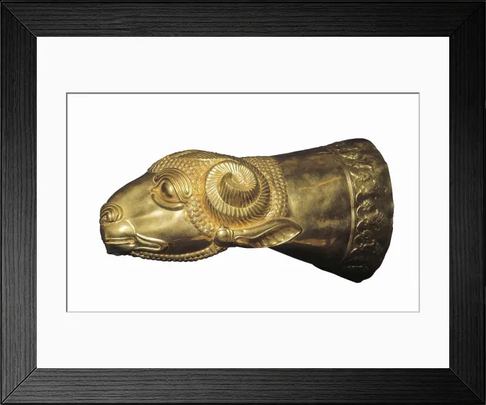 Framed Print : Ram-head-shaped Golden Rhyton. 7th - 6th c. BC. Persian art. Achaemenid period. Ceramics. Private Collection. AISA / Everett Collection**US SALES ONLY**